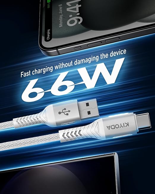 Coiled USB to USB C Cable for Car 3FT/6FT, USBC Cables Fast Charging Braided - Image 4