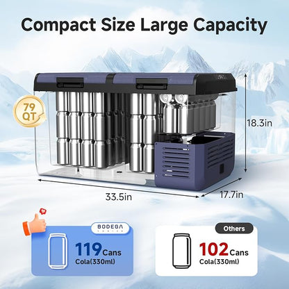BODEGACOOLER 12 Volt Car Refrigerator, 79QT IPX4 Waterproof Electric Cooler - Image 2