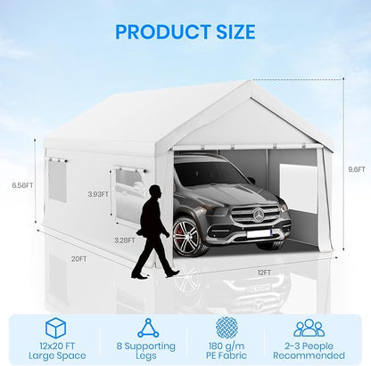 Carport 12x20 FT Heavy Duty, Outdoor Portable Garage - Image 2