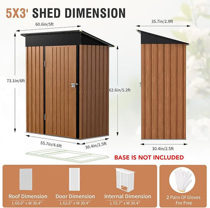 5x3 Ft Storage Shed, Outdoor Metal Shed - Image 4