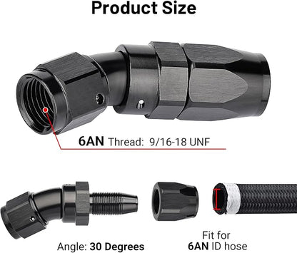 EVIL ENERGY 6AN 30 Degree One Piece Full Flow Hose End Fitting Swivel - Image 2