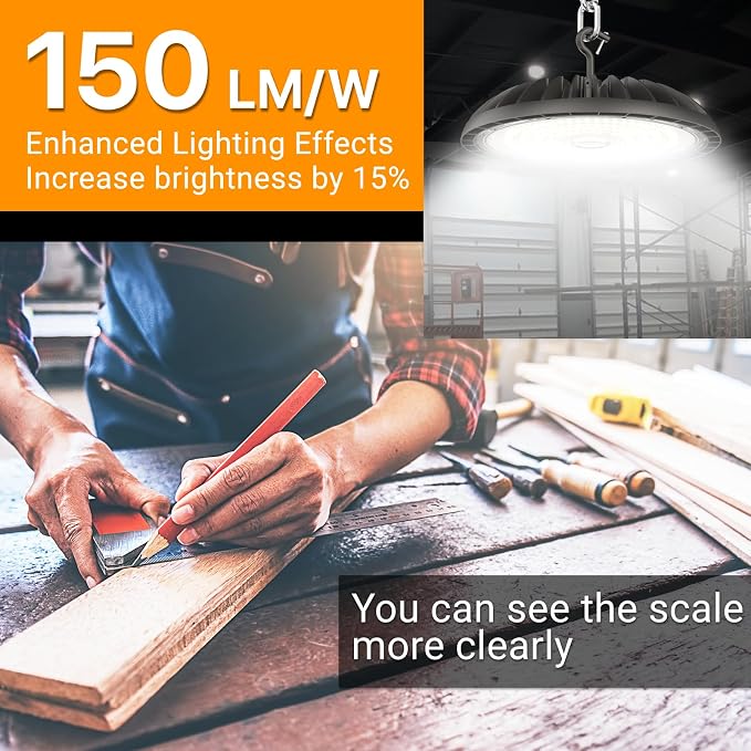 LED High Bay Light 200W, 30000LM 5000K Bright UFO High Bay Light - Image 2