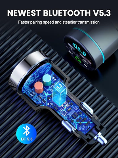 FM Transmitter for Bluetooth 5.3, PD 30W & QC3.0 18W Fast Car Charger, Wireless - Image 7