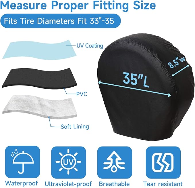 RV Tire Covers 4 Pack, Tough Waterproof Wheel Protector - Image 4