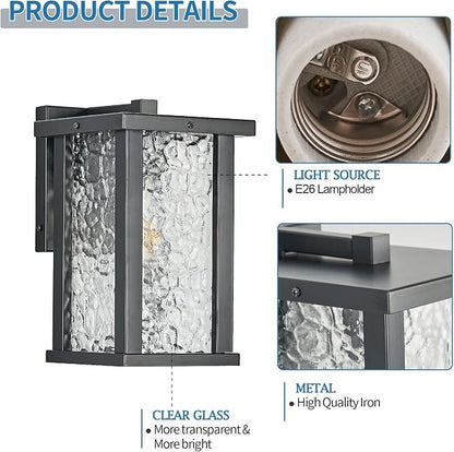 Outdoor Wall Sconce E26 Base Metal Frame - Image 3