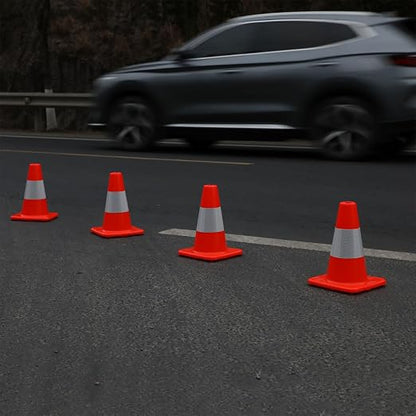 8 Pack All-PVC 1-Piece Traffic Cones, 360° Visible Fluorescent Orange-Red - Image 6