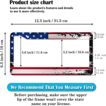 License Plate Cover Multicolor License Plate Frames Patriotic USA American Flag - Image 2