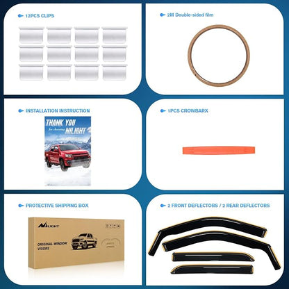 Nilight in Channel Rain Guards for Ram 1500 2009 2010 2011 2012 2013 2014 2015 - Image 6