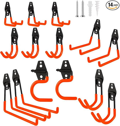 Steel Garage Hooks Wall Tool Organizer, 14 Pack Garage Storage Hook Heavy Duty by Unknown