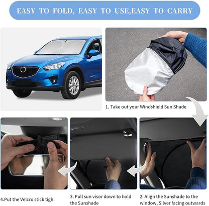 for Mazda CX-5 2013-2016 Sun Shade Sunshade Windshield Cover, 4-Layer Front - Image 6