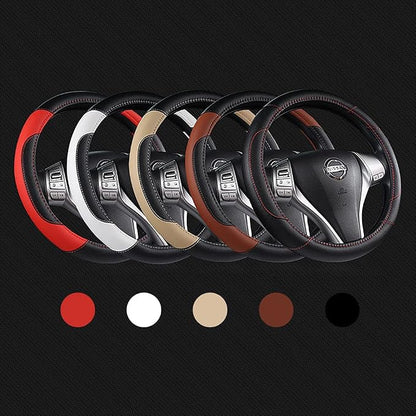 Leather Car Steering Wheel Cover, Non-Slip Car Wheel Cover Protector Breathable - Image 7