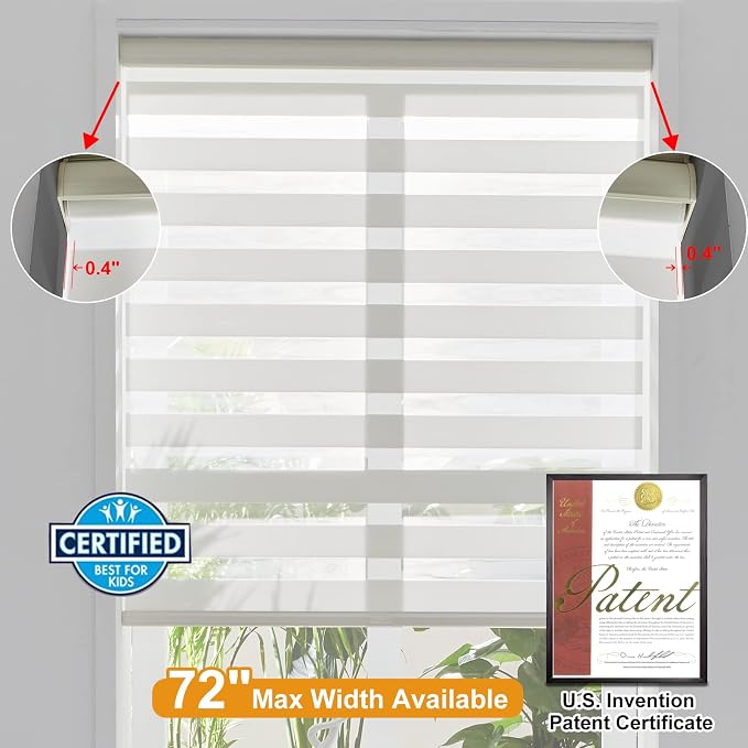 Persilux Cordless Zebra Roller Window Shades Free-Stop Roller Blinds Light - Image 4
