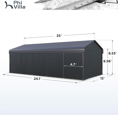PHI VILLA 12 x 25 ft Heavy Duty Car Port - Image 6