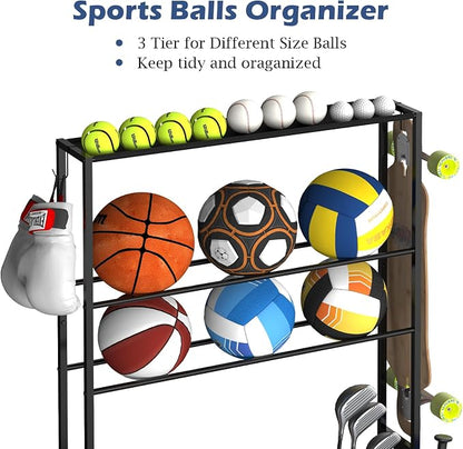 smusei Sports Equipment Organizer Garage Basketball Ball Holder - Image 3