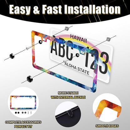 Abstract Shiny License Plate Frame Colorful Bling License Plate Holder - Image 7