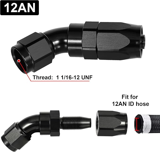EVIL ENERGY 12AN 45 Degree One Piece Full Flow Hose End Fitting Swivel - Image 2