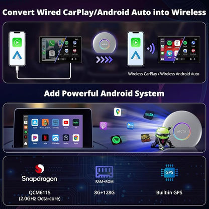 CB6 CarPlay AI Box & Android AI Box, Wireless CarPlay/AndroidAuto Adapter - Image 2