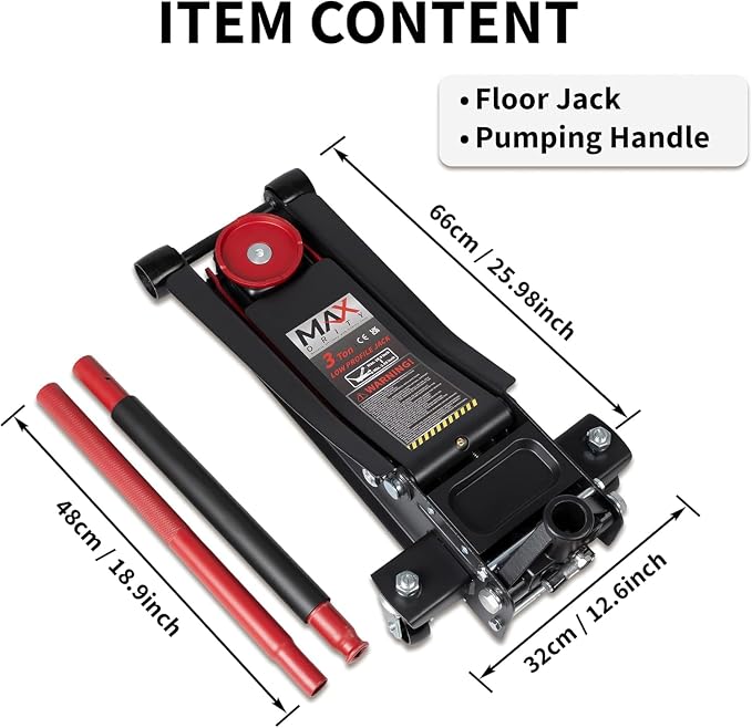 3-Ton Low Profile Hydraulic Heavy-Duty Steel Floor Jack - Image 8