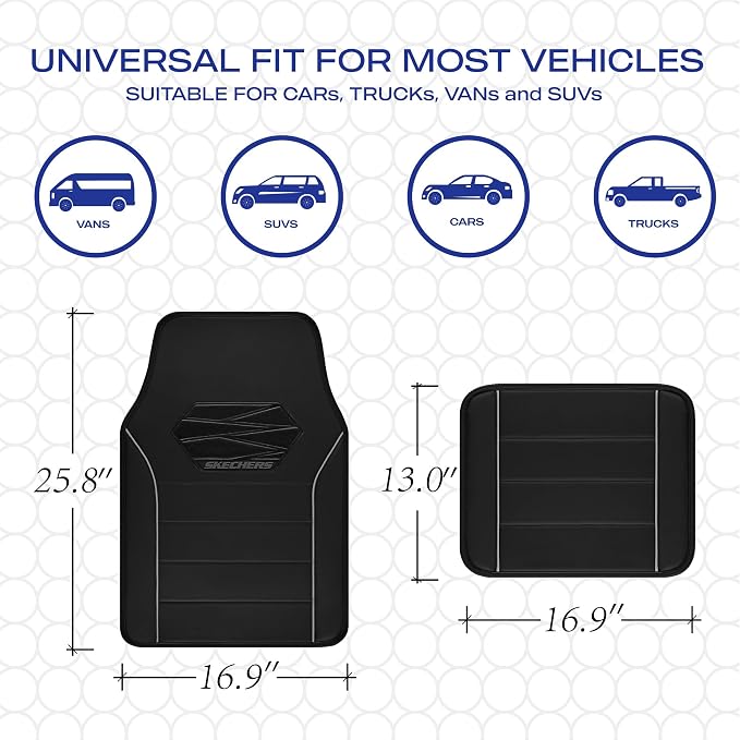 Skechers Memory Foam Car Mats, Leather Piping Floor Mats - Image 6