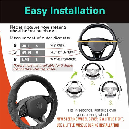 PINCTROT D Shaped 14.5-15 Inch Steering Wheel Cover Great Grip - Image 6