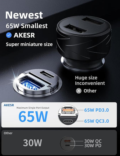 65W USB C Car Charger Fast Charging，12V USB Outlet Accesorios para - Image 2