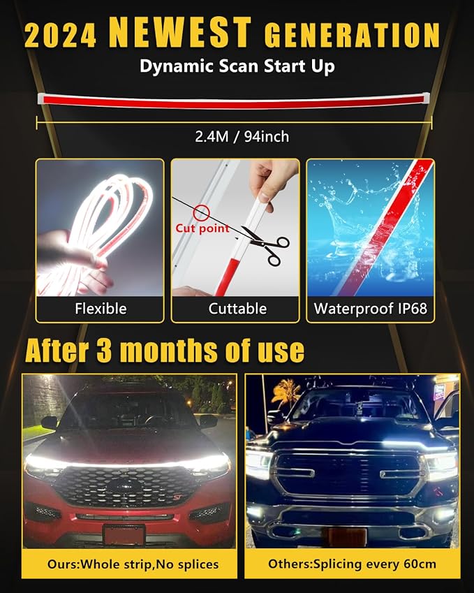 YM E-Bright Led Hood Light Strip Flexible Waterproof Dynamic Scan Start Up - Image 2