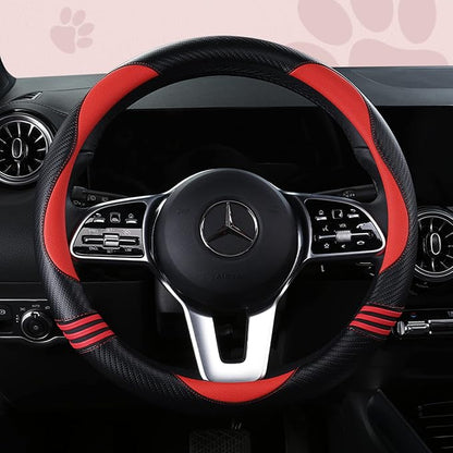 Car Steering Wheel Covers for Women Girl Padded Carbon Fiber PU Leather Cute - Image 2