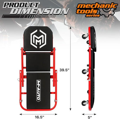 M-AUTO 40-Inch Folding Creeper Rolling Seat, All-in-One Adjustable Roller - Image 2