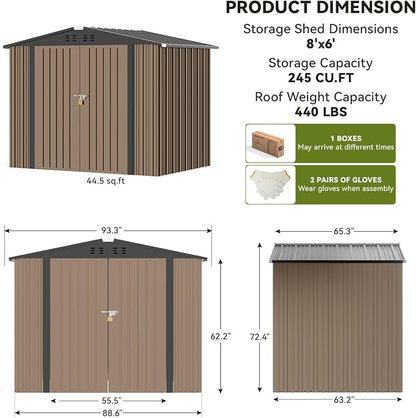 COMHOMA Shed Outdoor Storage Shed Metal, Lockable Doors Tool Sheds - Image 2