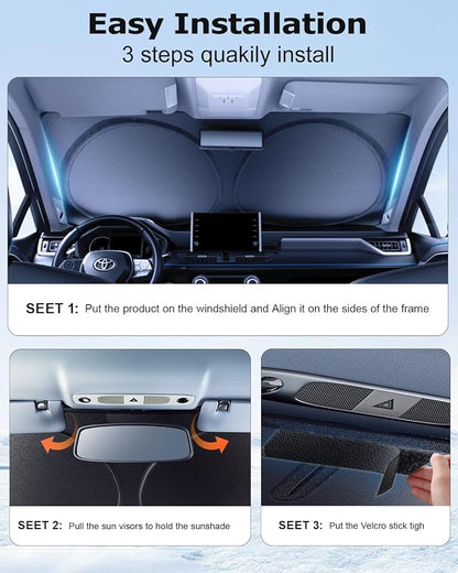 DMJN Windshield Sun Shade Car, Keep Car Cool & Interior Protection Sunshade - Image 7