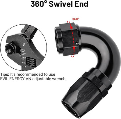 EVIL ENERGY 12AN 150 Degree One Piece Full Flow Hose End Fitting Swivel - Image 4