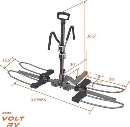 HYPERAX 2023 Volt RV -RV Approved Hitch Mounted 2 E Bike Rack Carrier - Image 7
