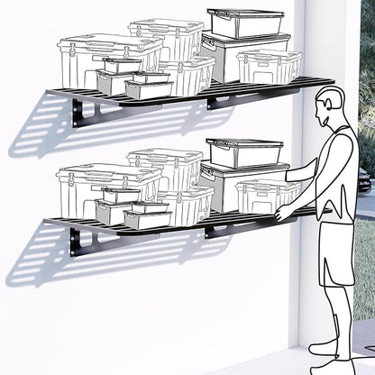 2-Pack 2x4ft Garage Wall Shelving, 2 Shelf Total 8 ft Garage Wall Storage - Image 6