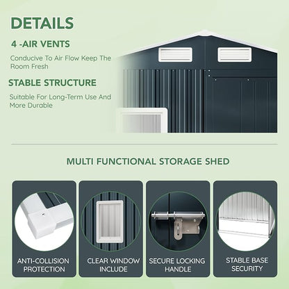 6X4X6.5 FT Compact Vertical Outdoor Steel Storage Shed - Image 4