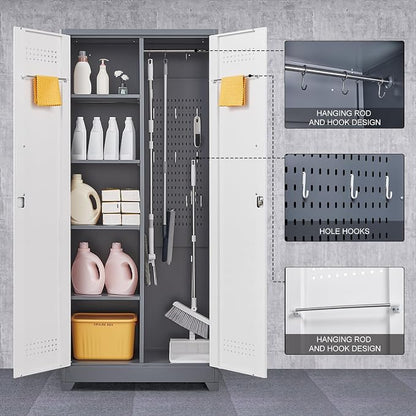 GREATMEET 72.8" Broom Storage Cabinet, Utility Cabinets - Image 5