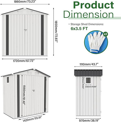 ARMSET 6x3.5 FT Metal Outdoor Storage Shed - Image 2