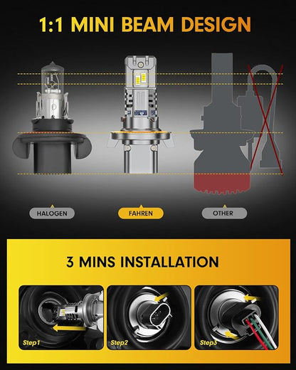 FAHREN Latest & Brightest H13/9008 LED Bulbs, 10X Brighter 60, 000LM Ultra - Image 3