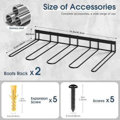 Boot Rack, Wader Hangers for wall, Metal Wall Mounted Shoe Racks, 4 Pair Boot - Image 5