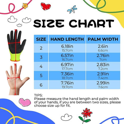 HANDLANDY 3 Pairs Kids Gardening Gloves Latex Free, Nitrile Coated Children - Image 5