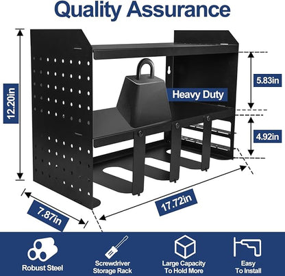 Heavy-Duty Power Tool Organizer Wall Mount, 3-Tier Drill Storage Rack - Image 3