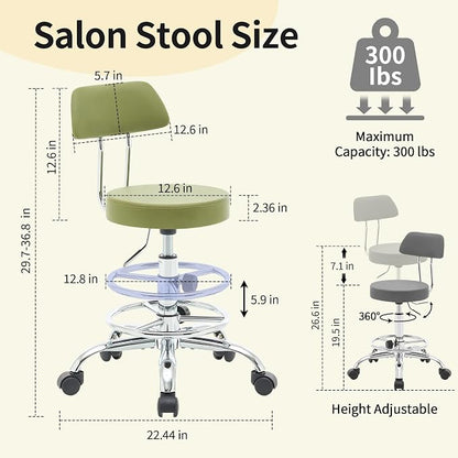 Height Adjustable Stool 19.5’’-26.6’’, Rolling Chair - Image 2