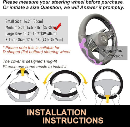 PINCTROT D Shaped Comfy Grip Steering Wheel Cover, Anti-Slip Design, Flat - Image 6