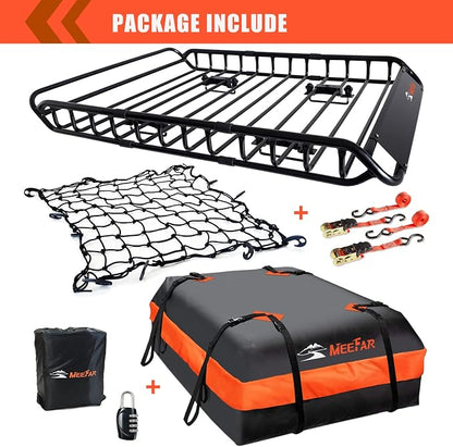 MeeFar Roof Rack Carrier Basket Universal Rooftop 51" X 36" X 5" + Waterproof - Image 2