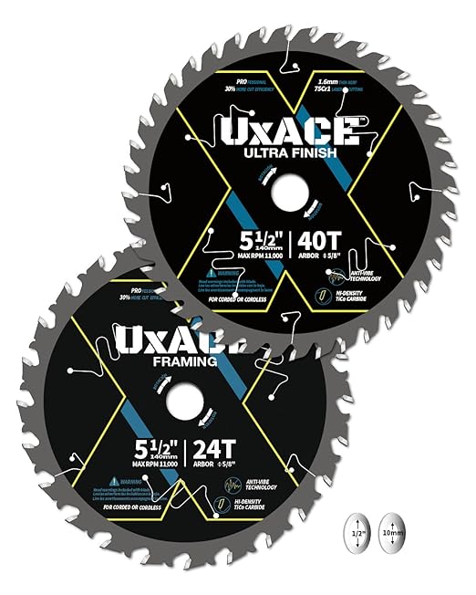 5-1/2-Inch 24&40-Tooth Circular Saw Blade by UXACETOOLS