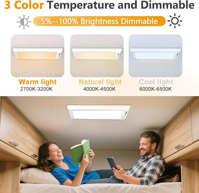 RV Lights Interior, 3 Color RV LED Super Bright Fixture, 12V RV Ceiling Dome - Image 3