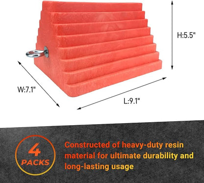 Premium 4 pcs Heavy Duty Wheel Tire Chocks, Vehicle Chocks - Image 2