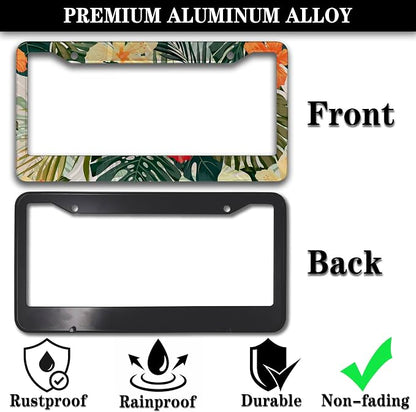 Car Plate Frames Multicolor License Plate Protector Hawaiian Retro Tropical - Image 3