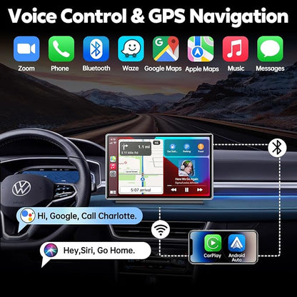 Upgrade Wireless Carplay Screen, Android Auto, Portable 7" HD IPS Screen - Image 4