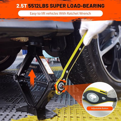 Universal Scissor Jack 2 Ton, 5.1"-16.9" Lifting Range Heavy Duty Car Jack Kit - Image 3