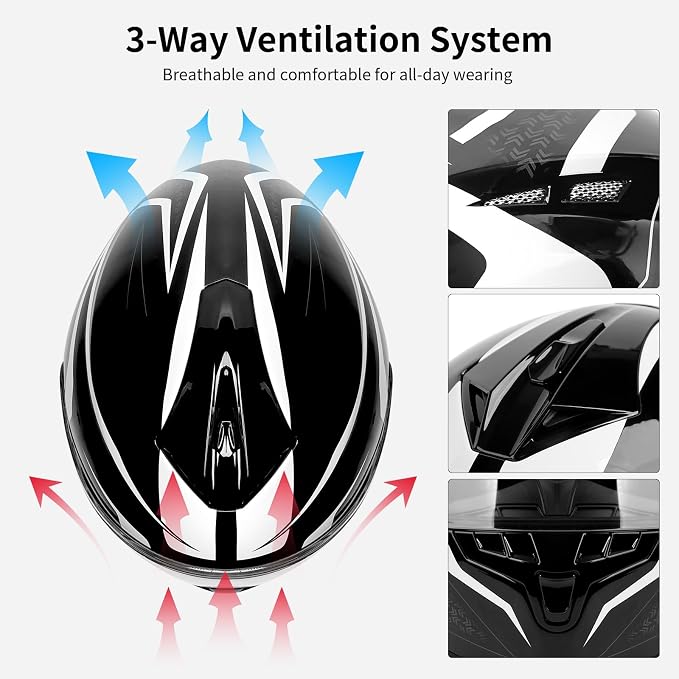Full Face FreedConn Motorcycle Helmet Bluetooth 5.0 Integrated 2 Way Intercom - Image 3